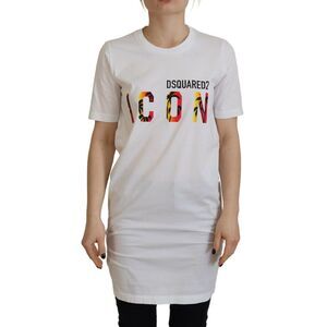 Dsquared² White Cotton Icon Logo Print Crewneck Women's T-shirt (Pre-Owned)
